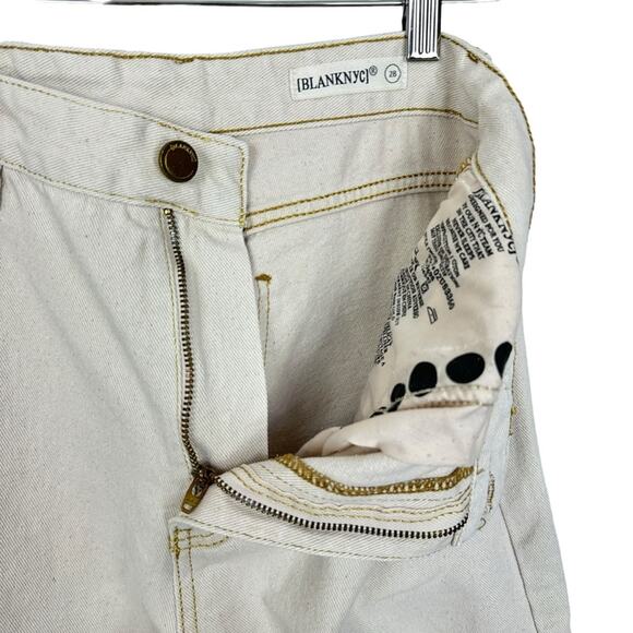 Blank NYC Ivory Painter’s Denim High Rise Crop Straight Jeans Gold Trim Size 28 - Picture 15 of 15